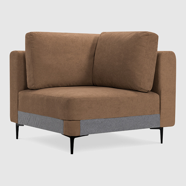 Угловая секция Мьёса Велюр Buddy цвета какао с грязеотталкивающей технологией