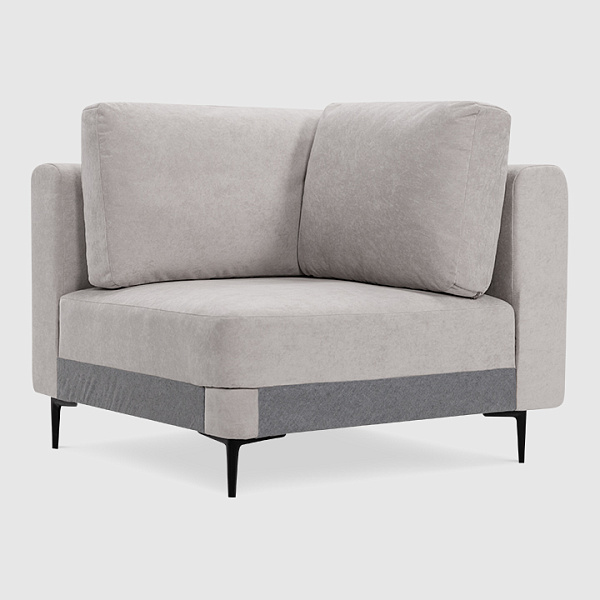 Угловая секция Мьёса Светло-серый велюр Buddy с грязеотталкивающей технологией