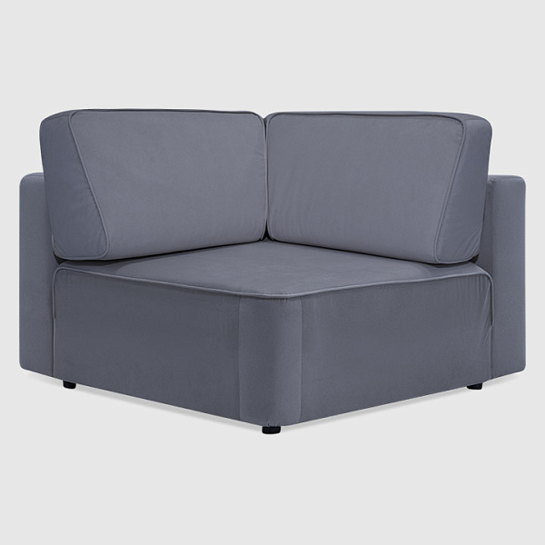 Угловая секция Сиена Дымчато-серый велюр Triniti с грязеотталкивающей технологией