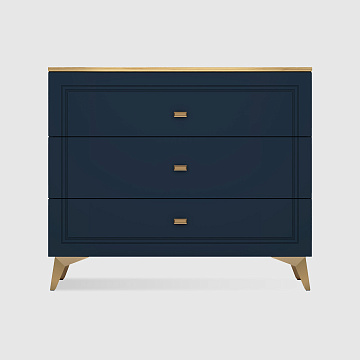 Комод Сапфир 3 Дуб золотистый / Темно-синий софт