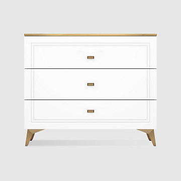 Комод Сапфир 3  Дуб золотистый / Белый глянец